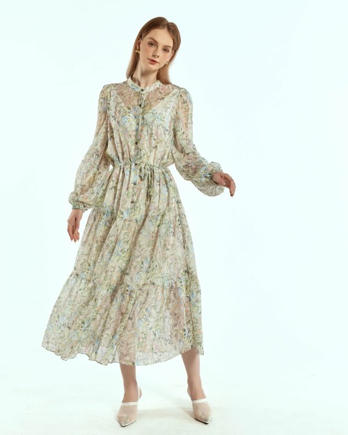 SIXDO Voile Flared Dress for Women